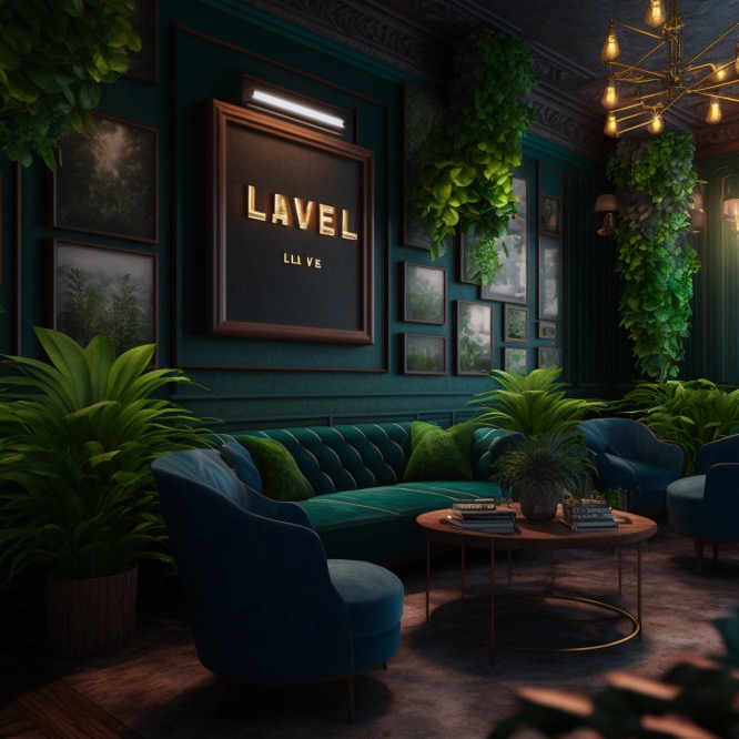 level up lounge midjourney